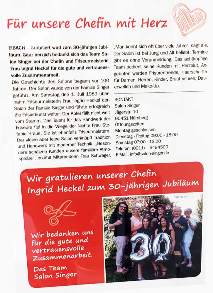 Ingrid Heckel – Inhaberin Salon Singer